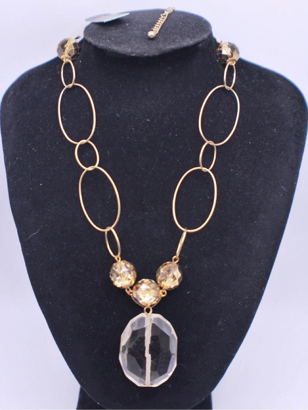 Deborah's Crystal Pendant Link Necklace NWT